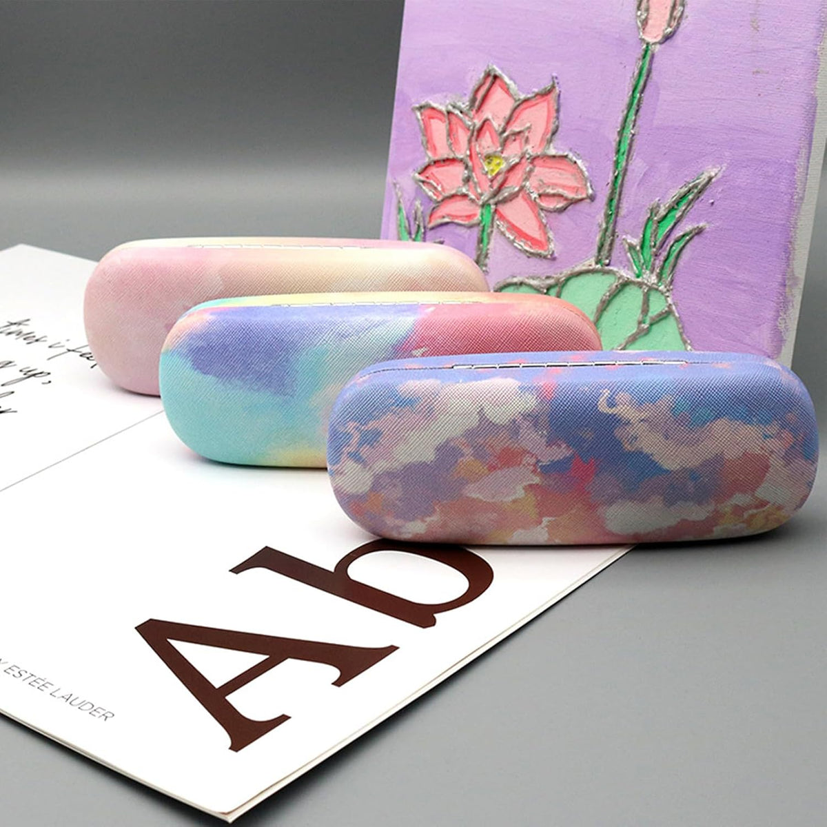 3 Pack Glass Cases Hard Shell, Portable Hard Eyeglasses Case Linen Fabrics Eyeglass Organizations for Women Girls