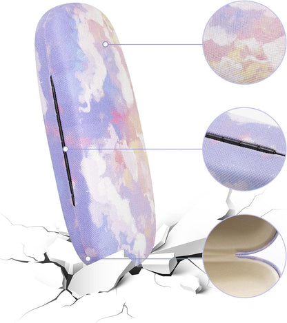 3 Pack Glass Cases Hard Shell, Portable Hard Eyeglasses Case Linen Fabrics Eyeglass Organizations for Women Girls