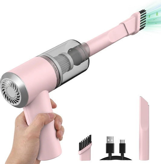 Auloea Mini Cordless Handheld Vacuum for Car, Keyboard, Laptop, Home, Pink