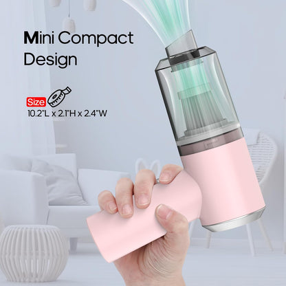 Auloea Mini Cordless Handheld Vacuum for Car, Keyboard, Laptop, Home, Pink