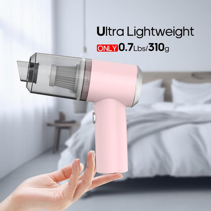 Auloea Mini Cordless Handheld Vacuum for Car, Keyboard, Laptop, Home, Pink