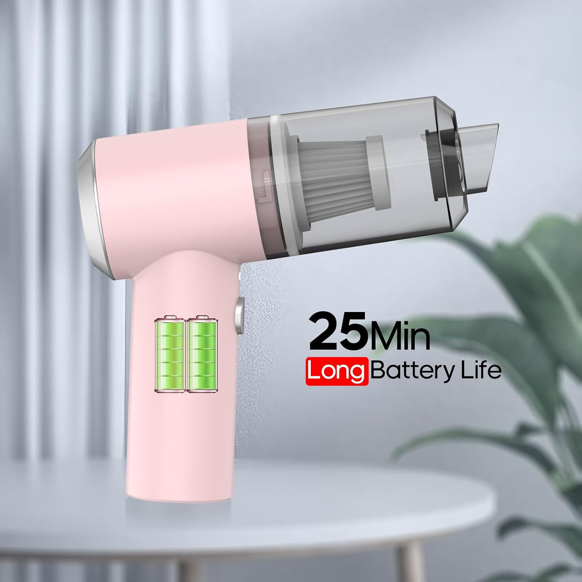Auloea Mini Cordless Handheld Vacuum for Car, Keyboard, Laptop, Home, Pink