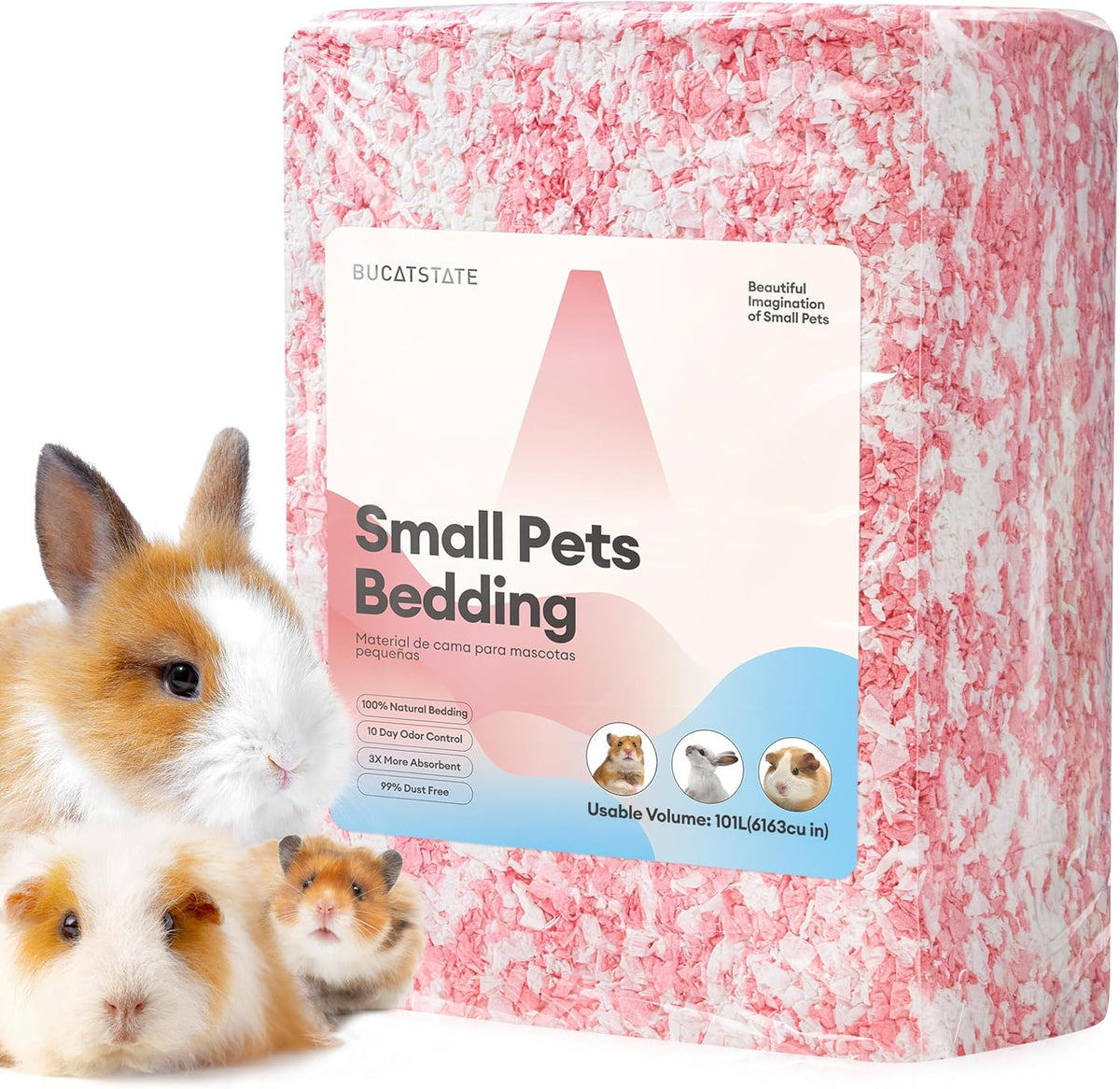 BUCATSTATE Hamster Bedding 101L, Truly 99% Dust-Free Paper Bedding, Blue