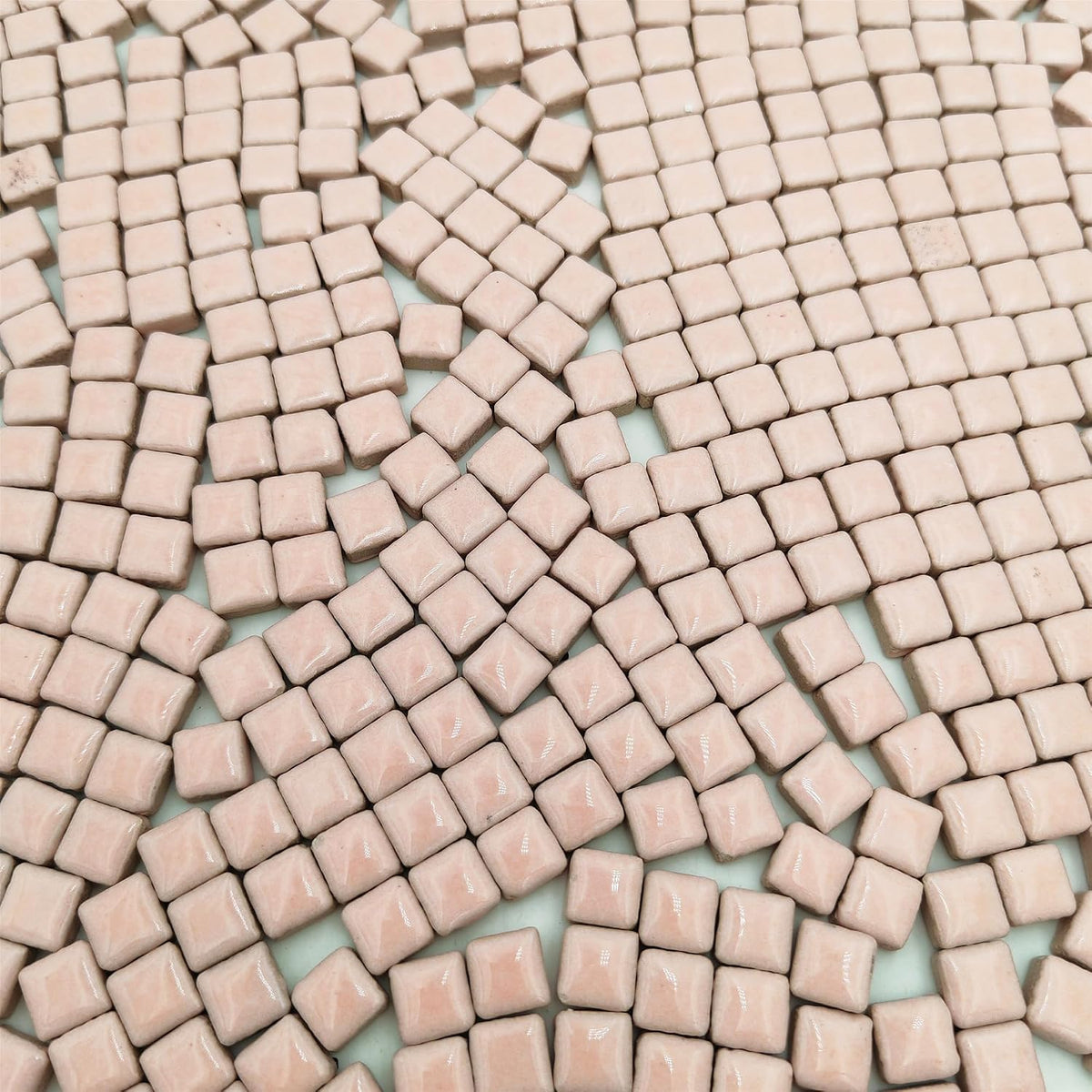 500PCS / 1.1LB Square Ceramic Mosaic Tiles, 0.4 x 0.4 inch Handmade Making Creative Micro Mosaic Tiles for DIY Art and Home Decorations (Pink)