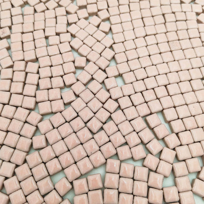 500PCS / 1.1LB Square Ceramic Mosaic Tiles, 0.4 x 0.4 inch Handmade Making Creative Micro Mosaic Tiles for DIY Art and Home Decorations (Pink)