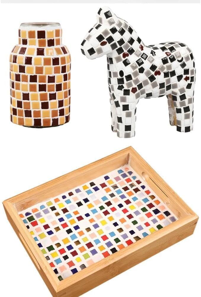 500PCS / 1.1LB Square Ceramic Mosaic Tiles, 0.4 x 0.4 inch Handmade Making Creative Micro Mosaic Tiles for DIY Art and Home Decorations (Pink)