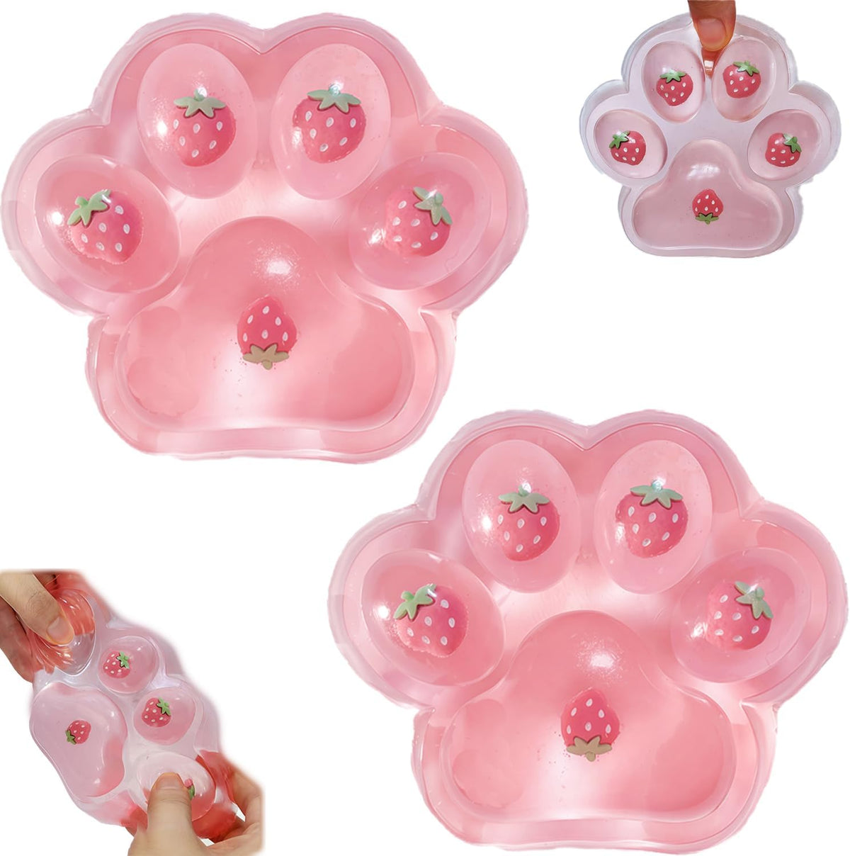 Large Cat Paw Pink Squeeze Toys 5 inch Cute Strawberry Squishies Paw
