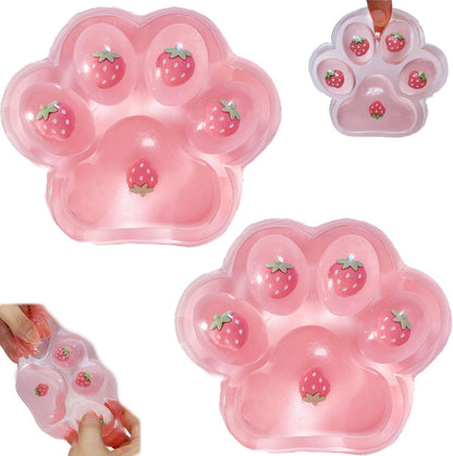 Large Cat Paw Pink Squeeze Toys 5 inch Cute Strawberry Squishies Paw