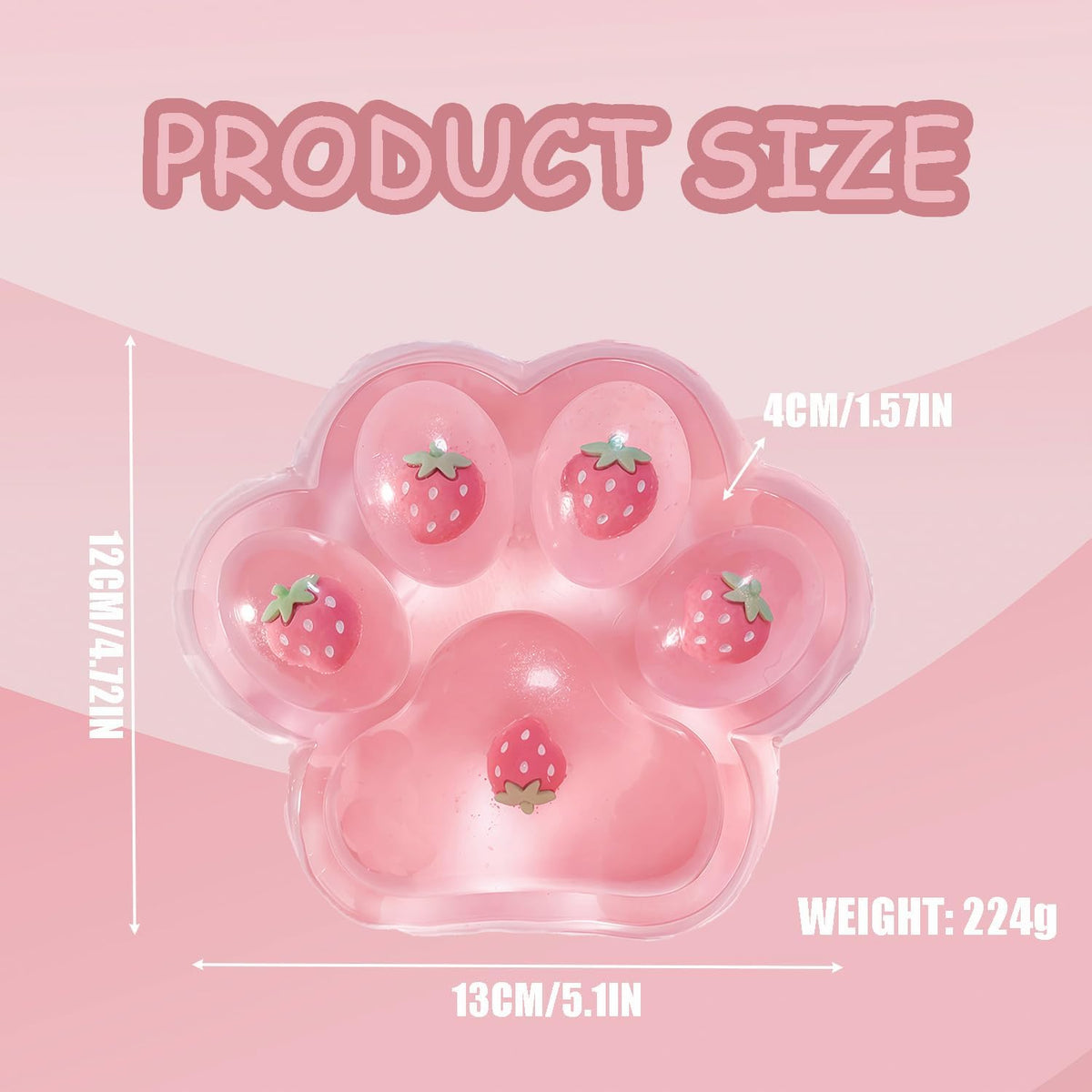 Large Cat Paw Pink Squeeze Toys 5 inch Cute Strawberry Squishies Paw