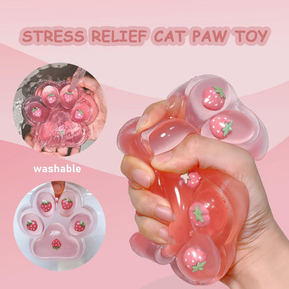 Large Cat Paw Pink Squeeze Toys 5 inch Cute Strawberry Squishies Paw