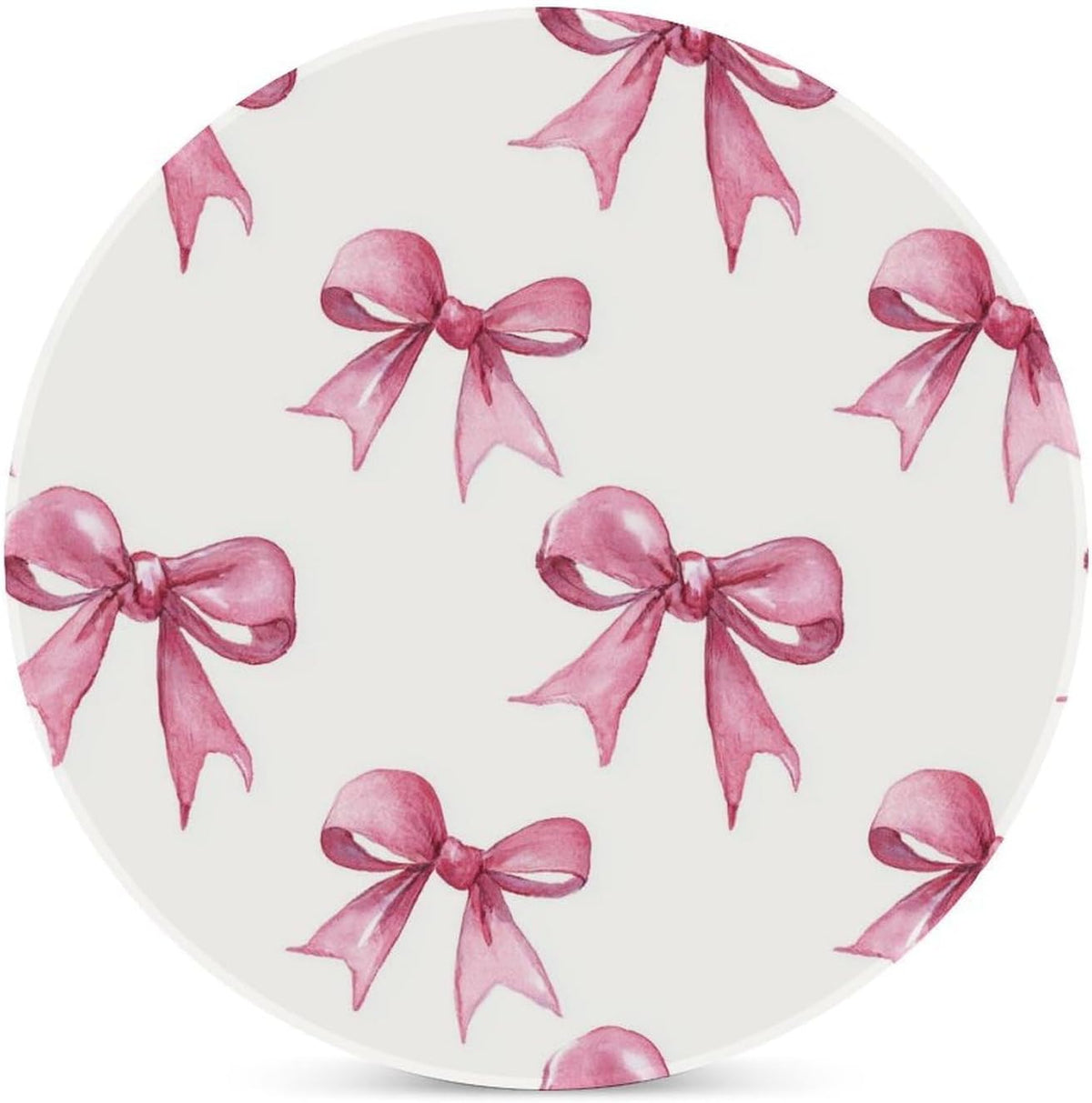 Light Pink Ribbon Bow Coquettish Watercolor Coasters Set of 4 Absorbent Coasters