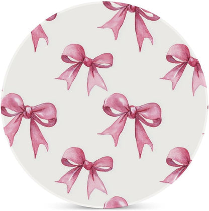 Light Pink Ribbon Bow Coquettish Watercolor Coasters Set of 4 Absorbent Coasters