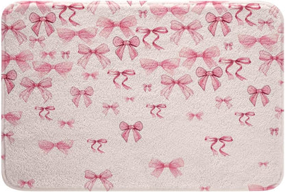 Pink Bowknot Bathroom Rug 16"x24" for Bathroom Girls