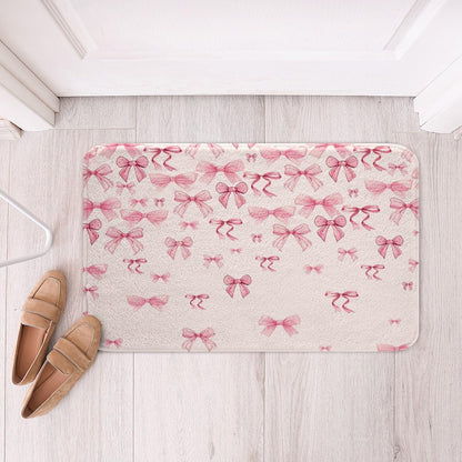 Pink Bowknot Bathroom Rug 16"x24" for Bathroom Girls