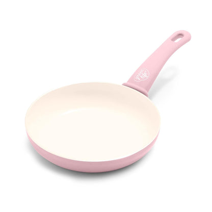 Nonstick 8" Frying Pan Skillet, Non-Toxic PFAS-Free Ceramic Nonstick, Dishwasher & Oven Safe, Stay-Cool Handles, Wobble Free, Pink