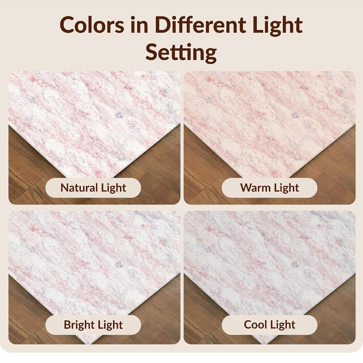 8'x10' Smooth Finish Abstract Abstract Foldable Mat, Blush Pink Snag-Free Chair-Friendly Large Carpet for Dining Room, Large Office, Lounge | 2110772