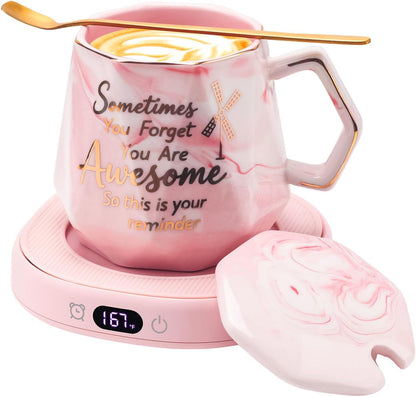 Coffee Mug Warmer Set Smart Electric Heated Cup Beverage Tea Candle Plate