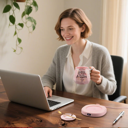 Coffee Mug Warmer Set Smart Electric Heated Cup Beverage Tea Candle Plate