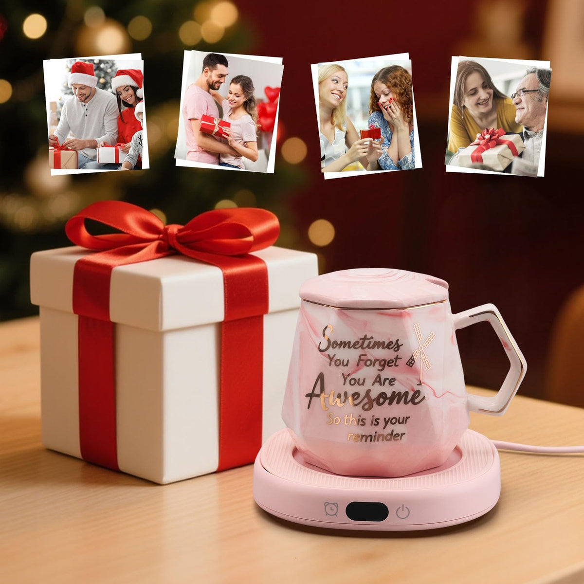 Coffee Mug Warmer Set Smart Electric Heated Cup Beverage Tea Candle Plate