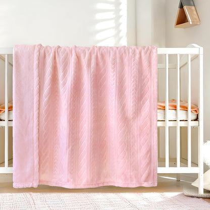 3D Fleece Baby Blanket for Girls 30 x 40 Inch Pink