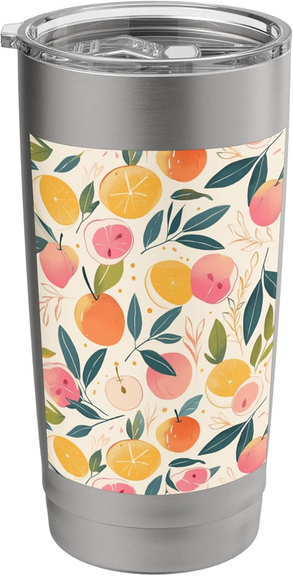 Pattern Art Peach Fruit Vintage Stainless Steel Insulated Tumbler