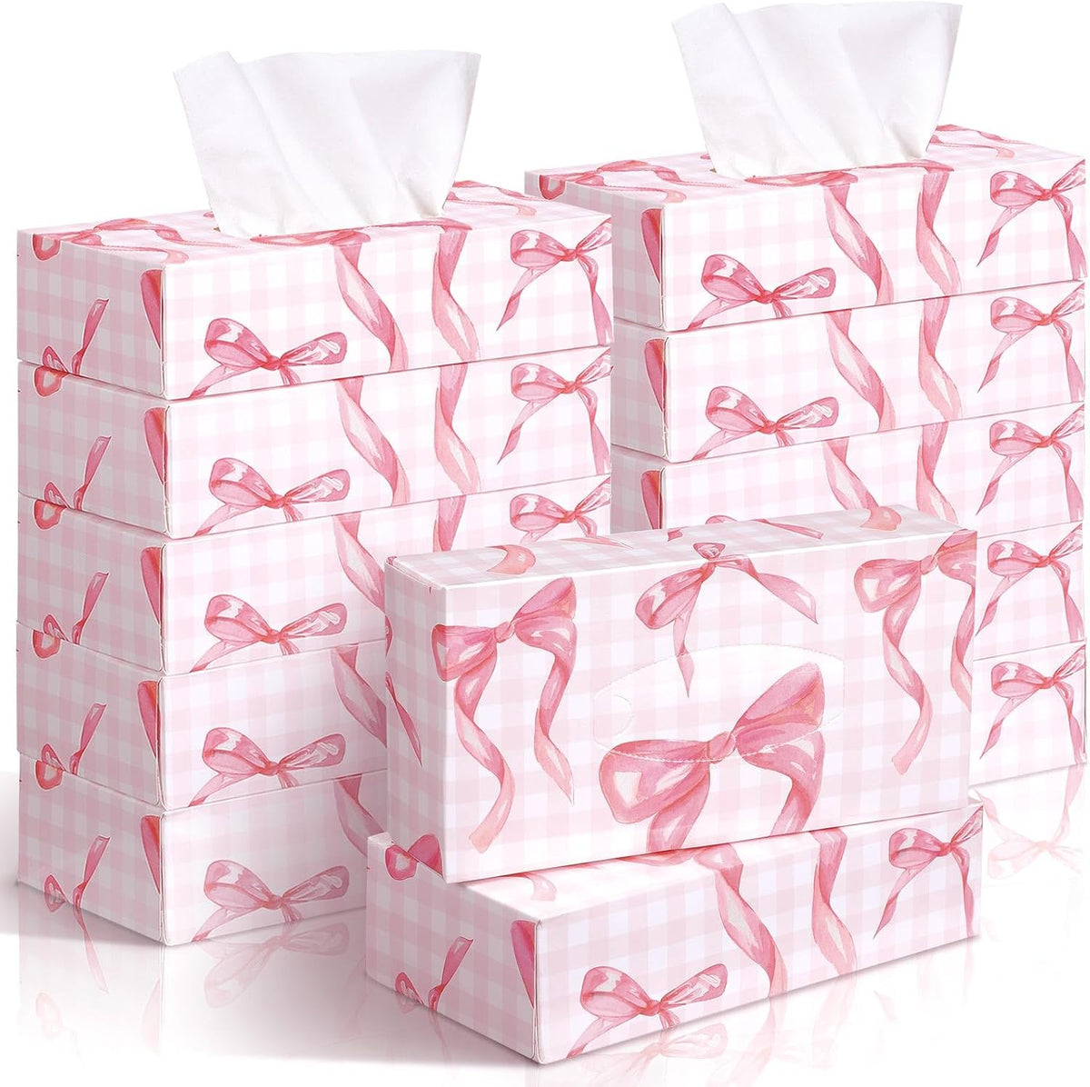 12 Pack Back to School Facial Tissue Boxes, Pink Bow