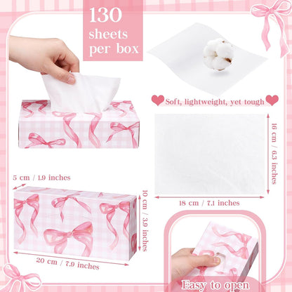 12 Pack Back to School Facial Tissue Boxes, Pink Bow