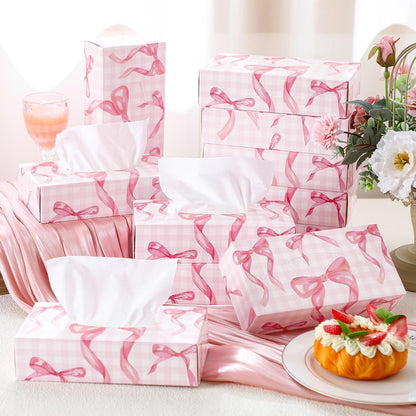 12 Pack Back to School Facial Tissue Boxes, Pink Bow