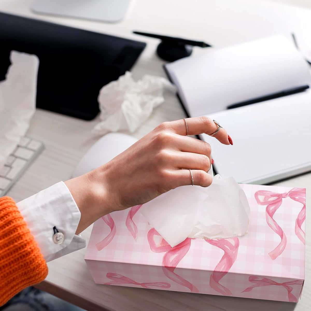 12 Pack Back to School Facial Tissue Boxes, Pink Bow