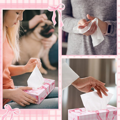 12 Pack Back to School Facial Tissue Boxes, Pink Bow