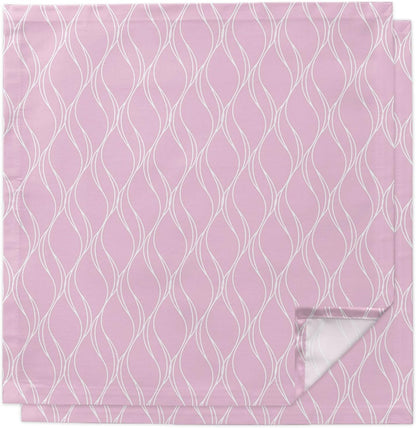 Pink Stripes Line Cloth Napkins, Country Abstract Art Waves Striped Classic Washable Dinner Napkins, Square Napkins Cloth for Dinner Birthday Holiday Party Restaurant, 20"x20", 2PCS