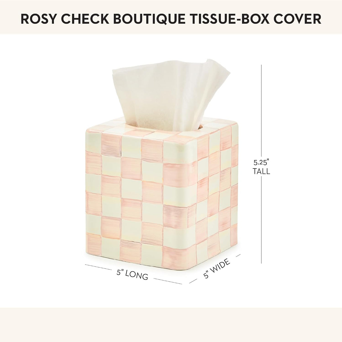 Tissue-Box Cover, Pink-and-White Rosy Check, Square