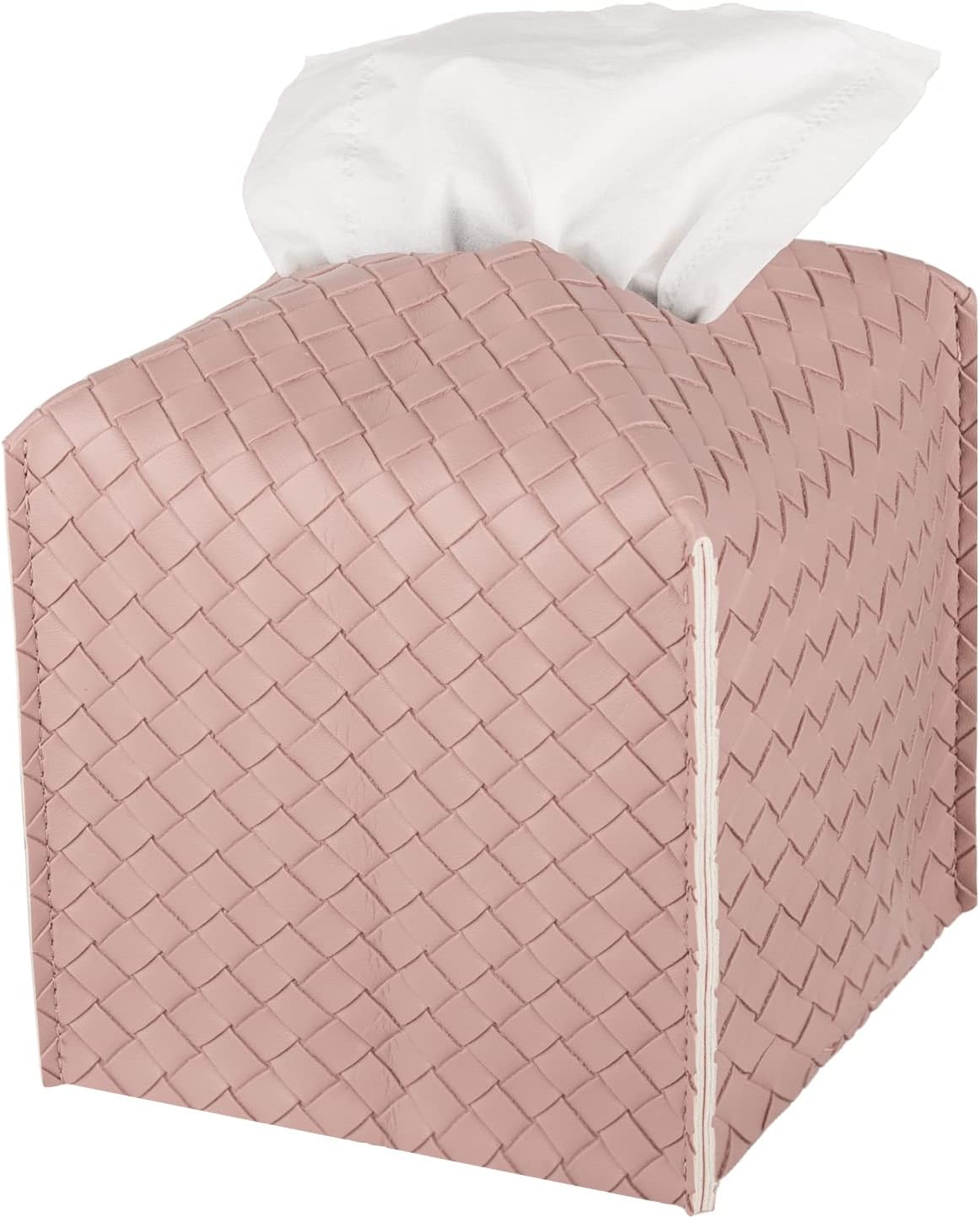 Tissue Box Cover Square Leather Facial Paper Holder, Pink