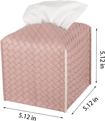 Tissue Box Cover Square Leather Facial Paper Holder, Pink