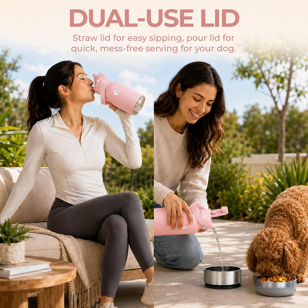 32 oz. Dog Water Bottle, Insulated Dog Travel Water Bottle, Stainless Steel Pet Water Bottle Dispenser Portable Food and Water Bowl for Dogs for Walking Dog Canteen Travel Kit