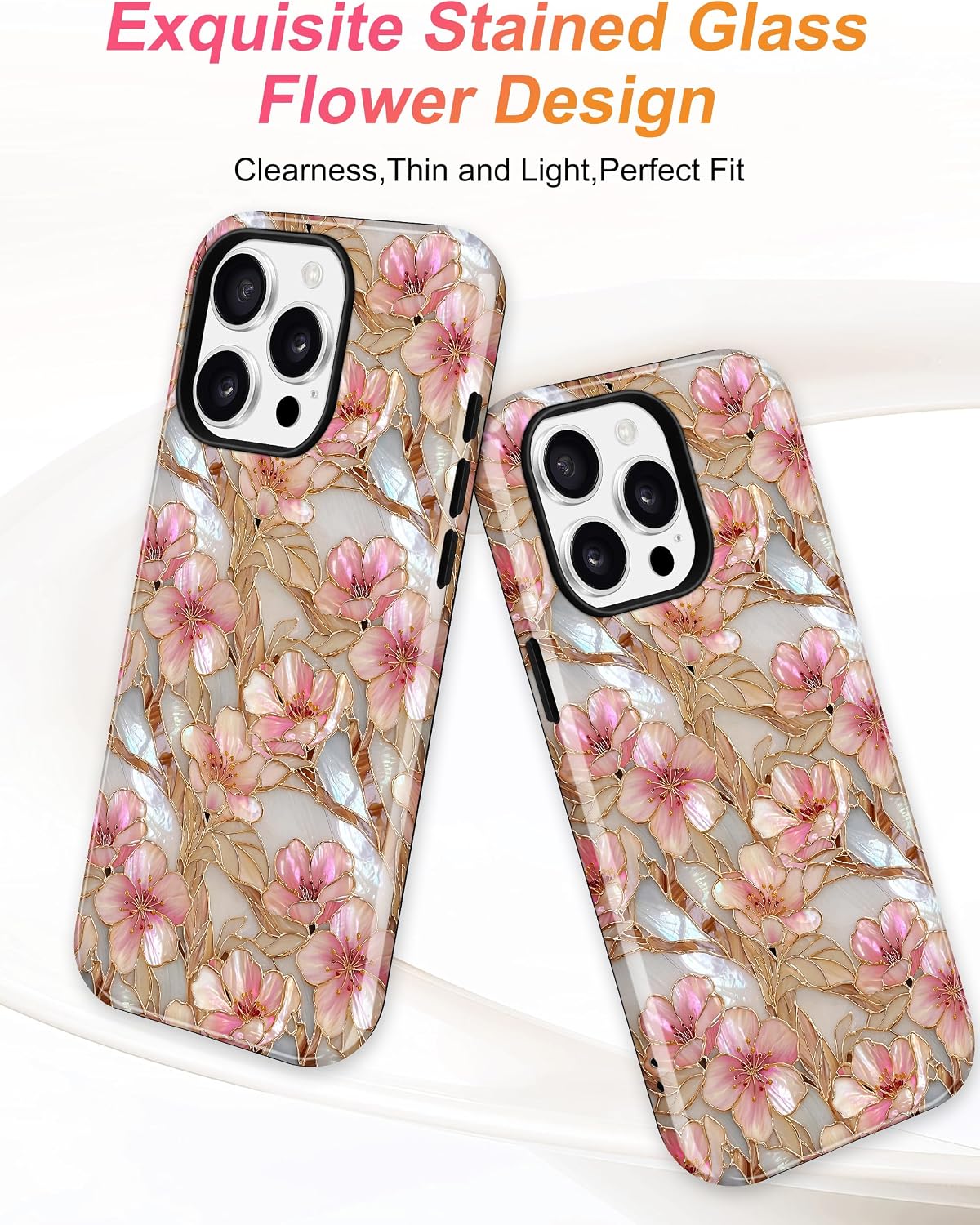 Magnetic Flower Phone Case for iPhone 17, Pink White