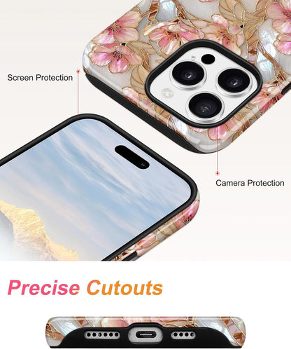 Magnetic Flower Phone Case for iPhone 17, Pink White