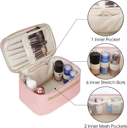 Makeup Bag, Women Travel Make Up Vanity Case with Handle