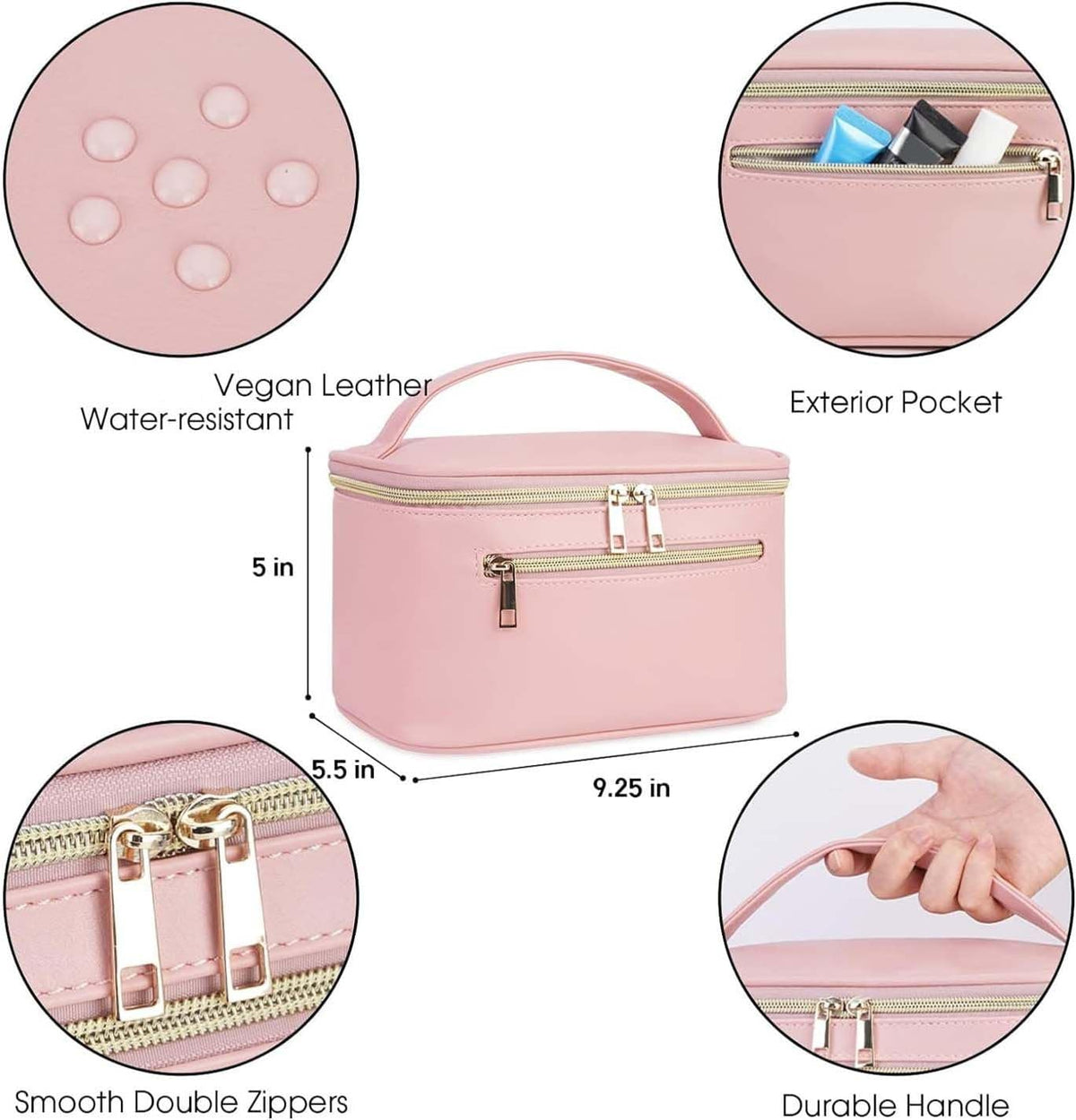 Makeup Bag, Women Travel Make Up Vanity Case with Handle