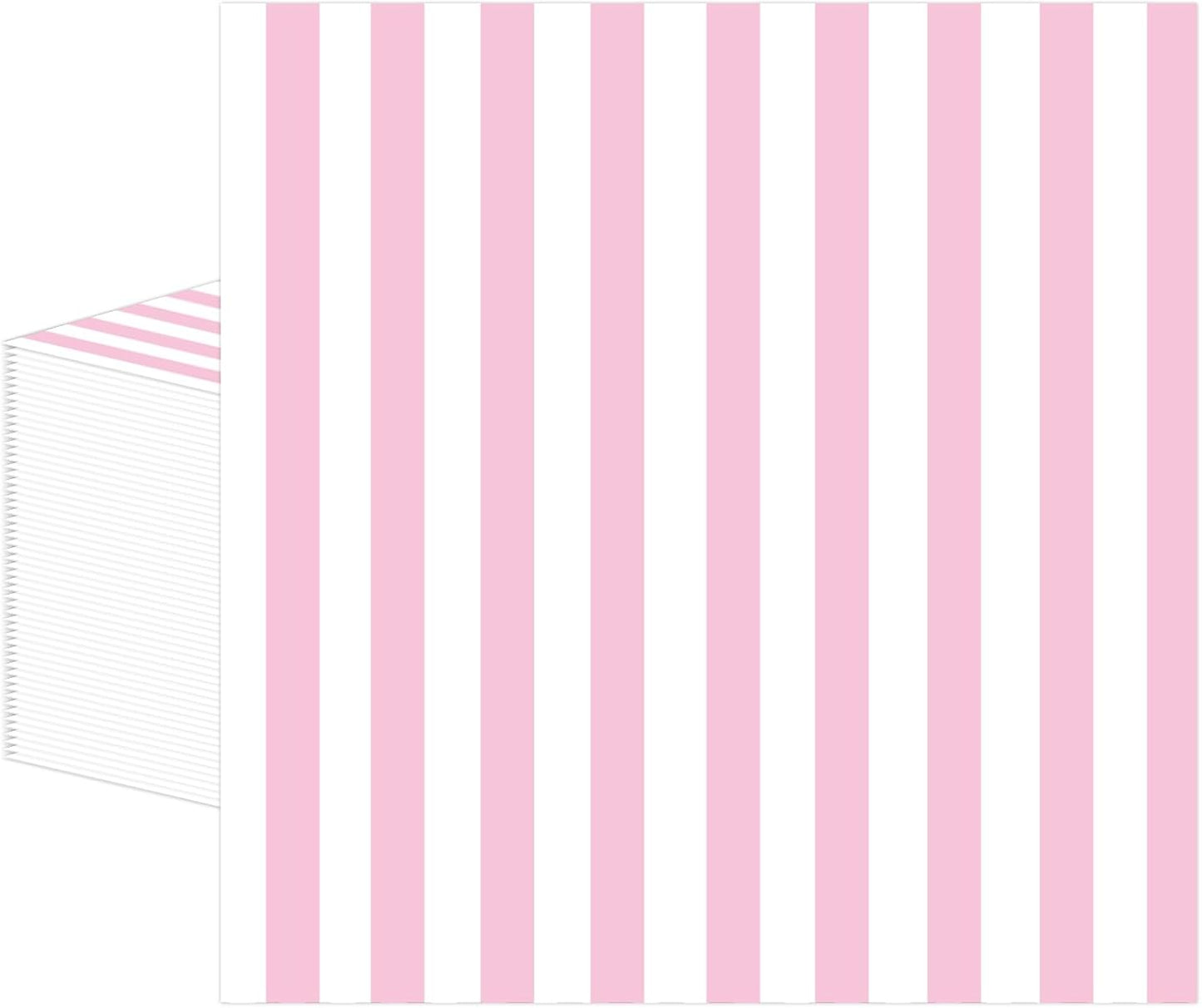 50PCS Pink and White Striped Paper Napkins, Light Pink Dinner Napkin Disposable Beverage Dessert Luncheon Napkins for Birthday Bridal & Baby Shower Wedding Party Supplies