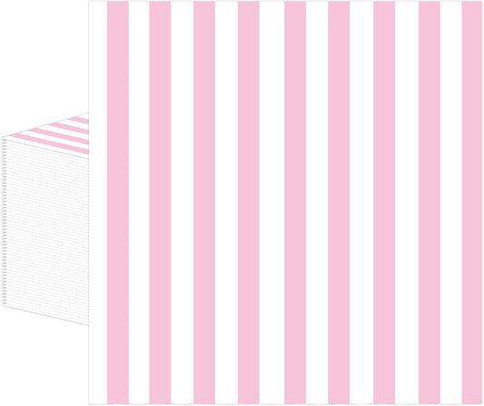 50PCS Pink and White Striped Paper Napkins, Light Pink Dinner Napkin Disposable Beverage Dessert Luncheon Napkins for Birthday Bridal & Baby Shower Wedding Party Supplies