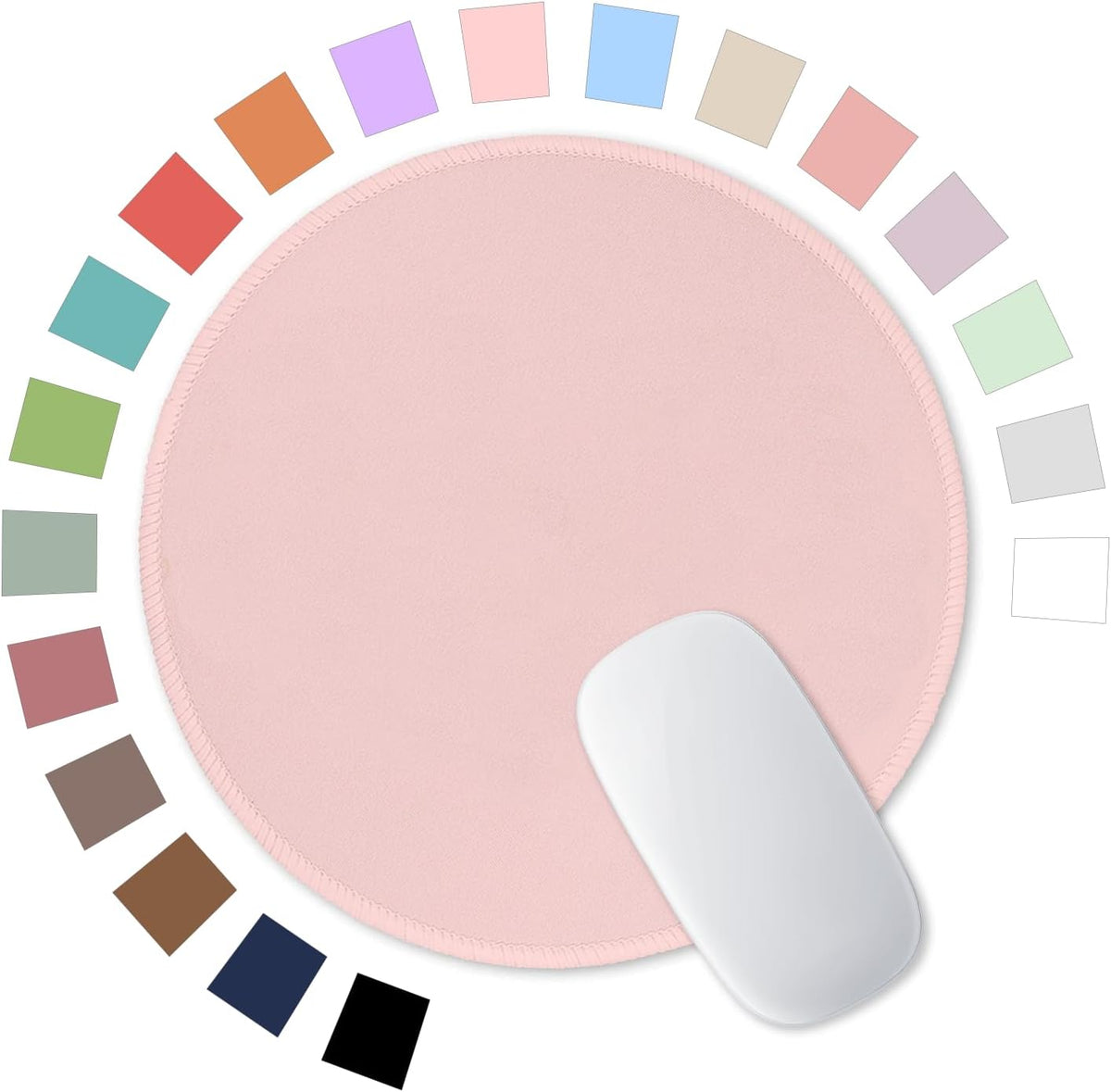 Pink Mouse Pad, Premium-Textured Small Round Mousepad 8.7 x 8.7 Inch Pink, Stitched Edge Anti-Slip Waterproof Rubber Pretty Cute Computer Mat for Office Home Gaming Laptop Men Women Kids