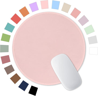 Pink Mouse Pad, Premium-Textured Small Round Mousepad 8.7 x 8.7 Inch Pink, Stitched Edge Anti-Slip Waterproof Rubber Pretty Cute Computer Mat for Office Home Gaming Laptop Men Women Kids