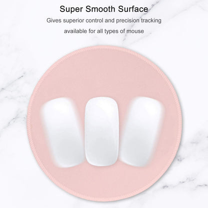 Pink Mouse Pad, Premium-Textured Small Round Mousepad 8.7 x 8.7 Inch Pink, Stitched Edge Anti-Slip Waterproof Rubber Pretty Cute Computer Mat for Office Home Gaming Laptop Men Women Kids