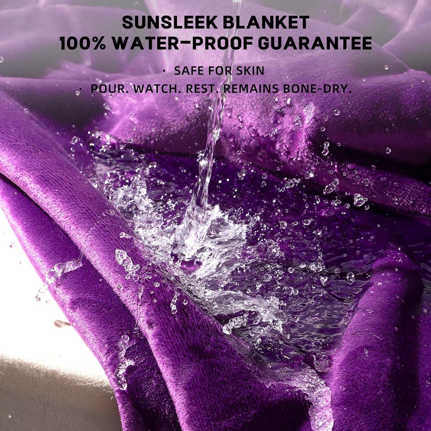 Sunsleek Waterproof Fleece Sherpa Blanket for Bed Sofa Couch Travel, Reversible Soft Throw Blanket for Dog Puppy Cat, Washable Pet Blanket (Purple,40x60 inches)