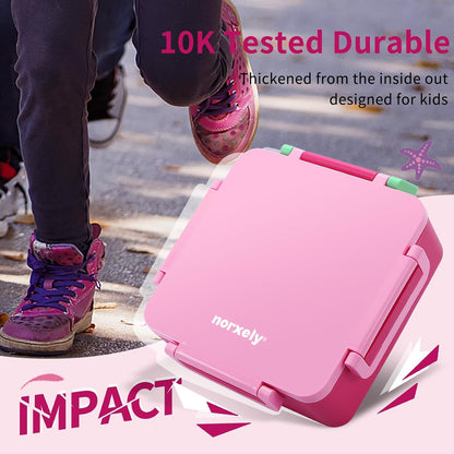 Kids Bento Box for Thermos, [Large Capacity] Insulated Lunch Box Kids with 4 Compartment for Ages 3+, Drop-Proof & Dishwasher Safe Lunchbox Container Pink
