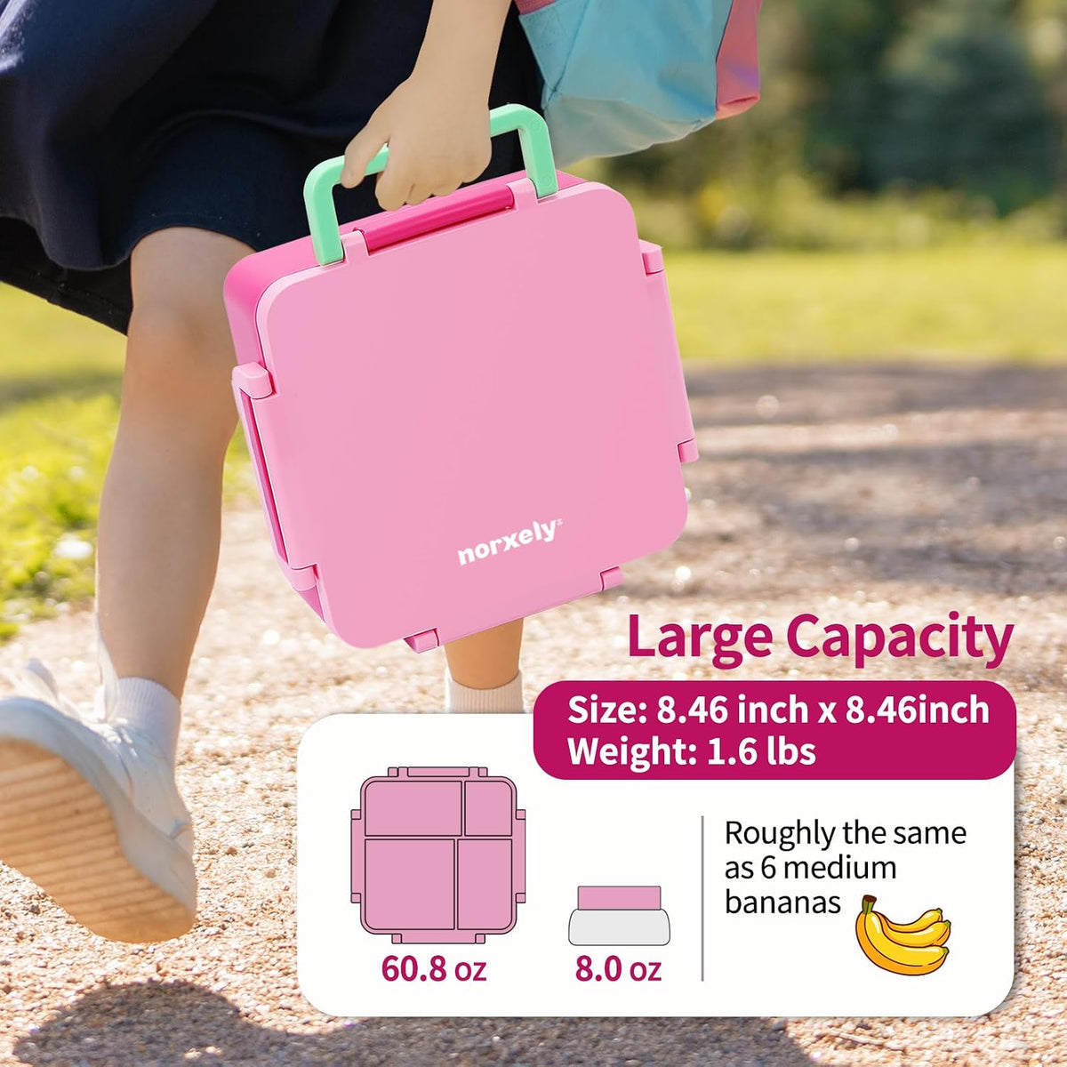 Kids Bento Box for Thermos, [Large Capacity] Insulated Lunch Box Kids with 4 Compartment for Ages 3+, Drop-Proof & Dishwasher Safe Lunchbox Container Pink