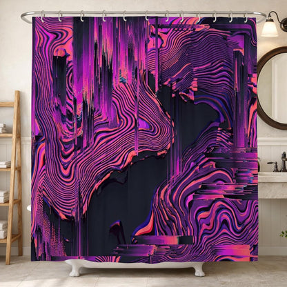 Swirls Shower Curtain, Modern Abstract Lines Gradient None Peach Waterproof Fabric Bathtub Cloth Curtains Decor for Bathroom Guest Room 62x72 Inch