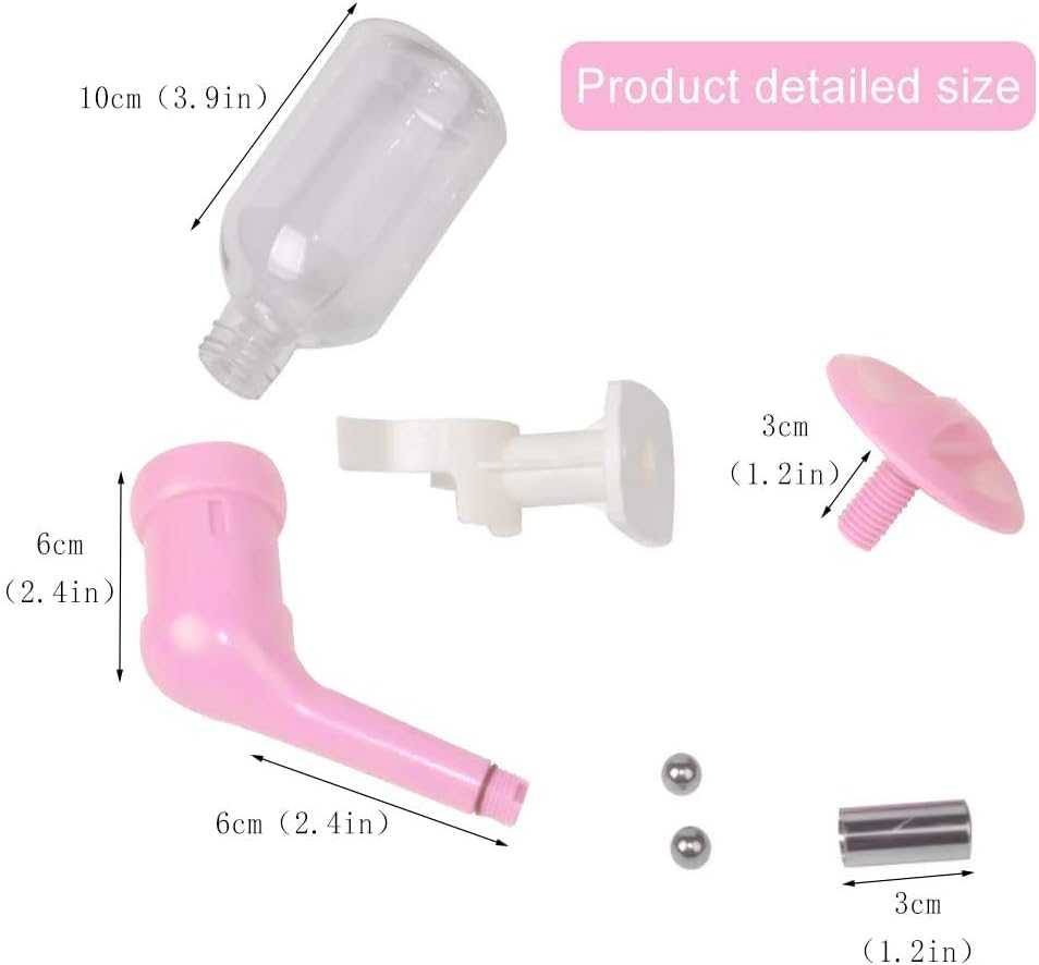 Andiker Dog Water Bottle for Crate, No-drip 350ml Dog Water Dispenser Adjustable and Detachable Installed on the Kennel Cage Water Bottle for Dogs and Puppy Drinking Water (Pink)
