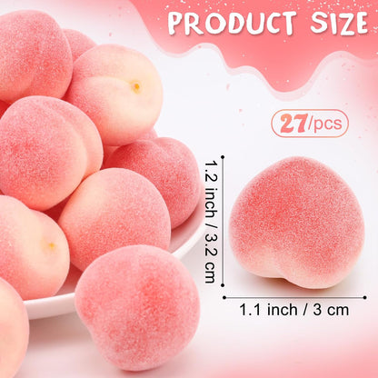 27 Pcs Small Artificial Peach Fruits,1.2 Inch Mini Fake Peach for Decoration,Fake Mini Fruit for Home Kitchen Table Decor Birthday Party Photography Prop